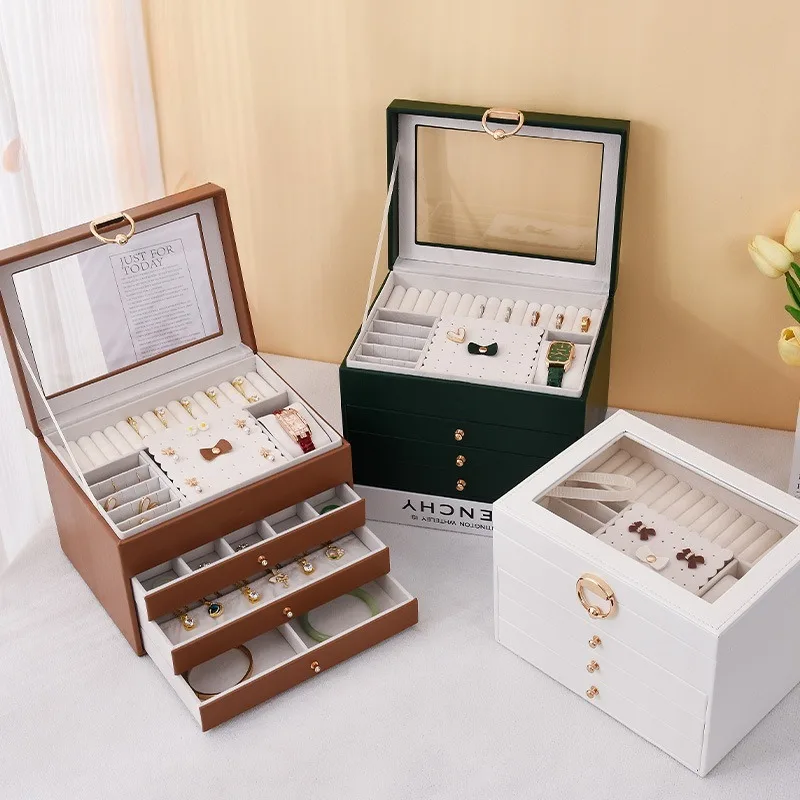 Leather Jewelry Organizer Box Earrings Rings Display Boxes Transparent Jewellery Storage Cases Multilayer Ornament Displays Case
Leather Jewelry Organizer Box Earrings Rings Display Boxes Transparent Jewellery Storage Cases Multilayer Ornament Displays Case
