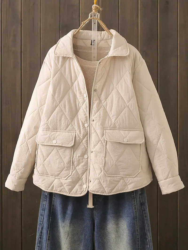 Autumn Winter Large Size Quilted Cotton Jacket Lightweight Long Sleeve Diamond Pattern Pocket Design Loose Fit Slimming Outer...
Autumn Winter Large Size Quilted Cotton Jacket Lightweight Long Sleeve Diamond Pattern Pocket Design Loose Fit Slimming Outer...