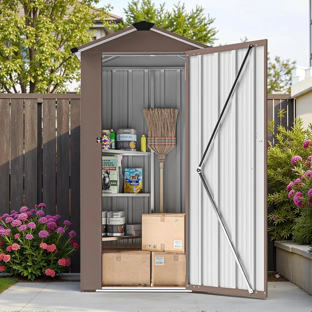 Прочный коричневый металлический навес для хранения вещей 2,5x1,4 фута — запираемый небольшой навес для инструментов с регулируемыми полками Садовые навесы и наружное хранилище 
Прочный коричневый металлический навес для хранения вещей 2,5x1,4 фута — запираемый небольшой навес для инструментов с регулируемыми полками Садовые навесы и наружное хранилище