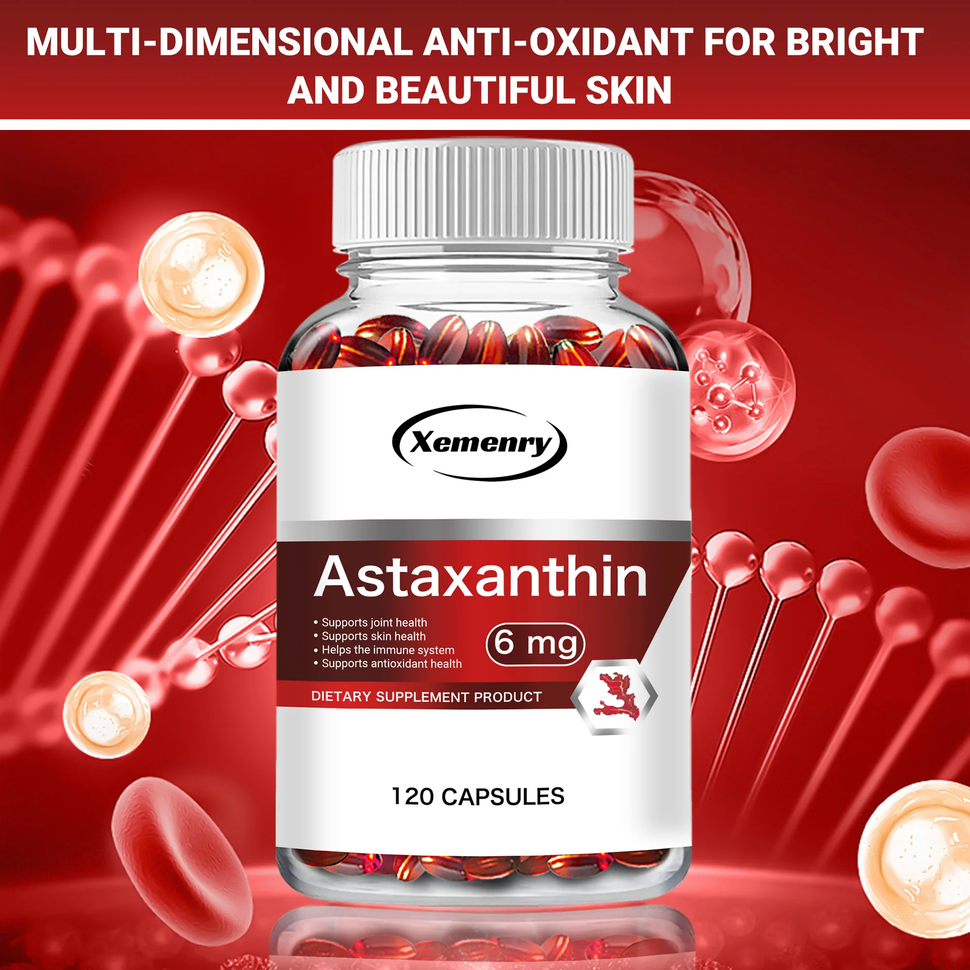 Astaxanthin 6mg Supplements - Supports Heart and Cardiovascular Health, Metabolism, Boosting Energy Levels, Improve Immunity
Astaxanthin 6mg Supplements - Supports Heart and Cardiovascular Health, Metabolism, Boosting Energy Levels, Improve Immunity