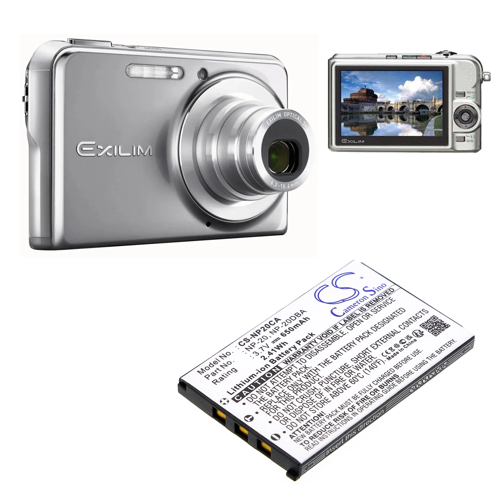 Li-ion Camera Battery for Casio,3.7v,650mAh,Exilim Zoom EX-Z3 Exilim Zoom EX-Z4,NP-20 NP-20DBA
Li-ion Camera Battery for Casio,3.7v,650mAh,Exilim Zoom EX-Z3 Exilim Zoom EX-Z4,NP-20 NP-20DBA