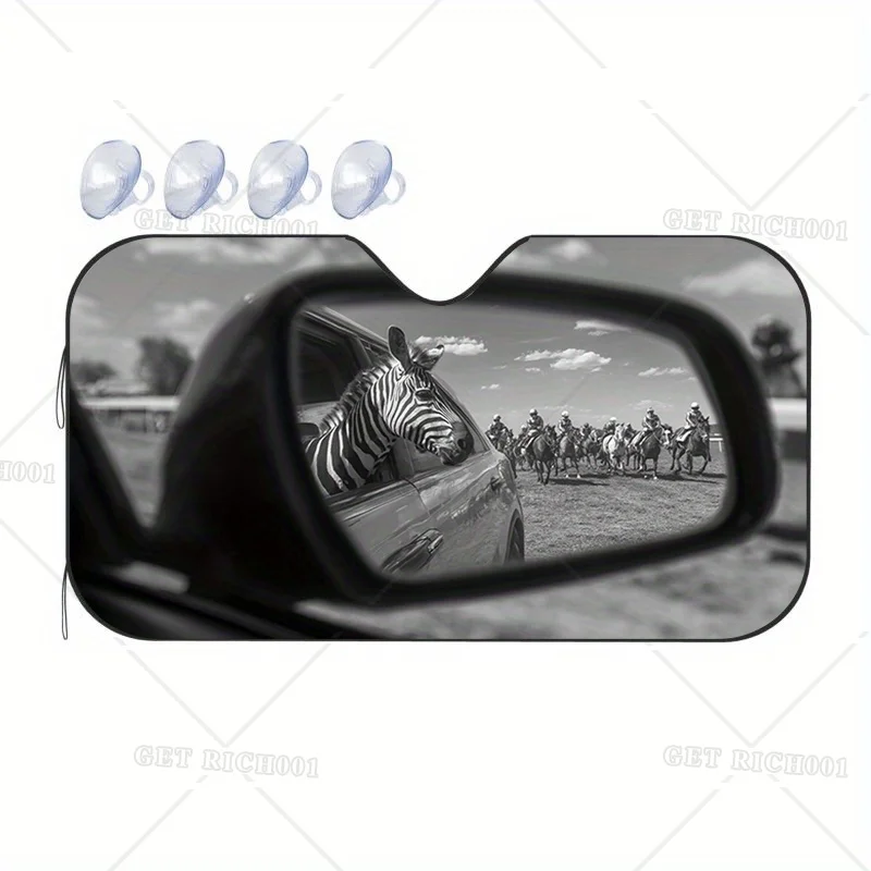 Zebra Print Car Mirror Sunshade - Horse Racing Scene Design, Heat Insulation & UV Protection
Zebra Print Car Mirror Sunshade - Horse Racing Scene Design, Heat Insulation & UV Protection