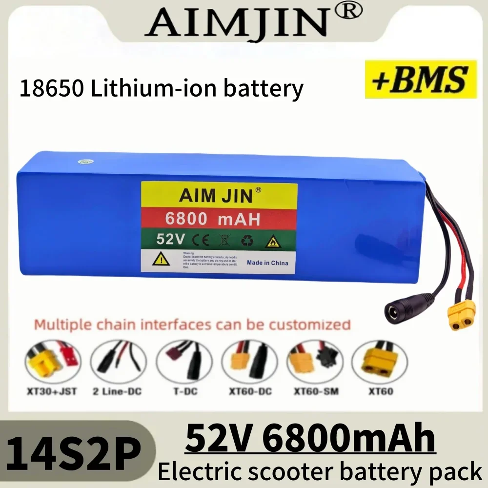52V 6800mAH Lithium ion with BMS 14S2P Battery Pack Bicycle Scooter Motorcycle Built in 1500W High Power
52V 6800mAH Lithium ion with BMS 14S2P Battery Pack Bicycle Scooter Motorcycle Built in 1500W High Power