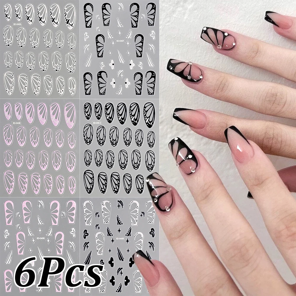 6pcs 3D Almond French Hollow Butterfly Wing Nail Sticker Black/White/Pink Elegant Angel Wing Nail Design Nail Art Slider Sticker
6pcs 3D Almond French Hollow Butterfly Wing Nail Sticker Black/White/Pink Elegant Angel Wing Nail Design Nail Art Slider Sticker