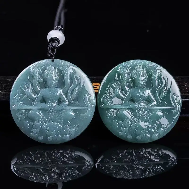 Natural A+Jade Hand-carved Blue Water Ice Jadeite Pendant Men and Women Couple Fashion Necklace Pendant Patron Saint Amulet
Natural A+Jade Hand-carved Blue Water Ice Jadeite Pendant Men and Women Couple Fashion Necklace Pendant Patron Saint Amulet