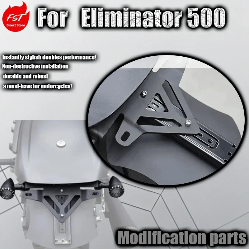 For Eliminator 500 modified short tail license plate frame retractable mudguard, license plate frame LED turn signal accessories
For Eliminator 500 modified short tail license plate frame retractable mudguard, license plate frame LED turn signal accessories