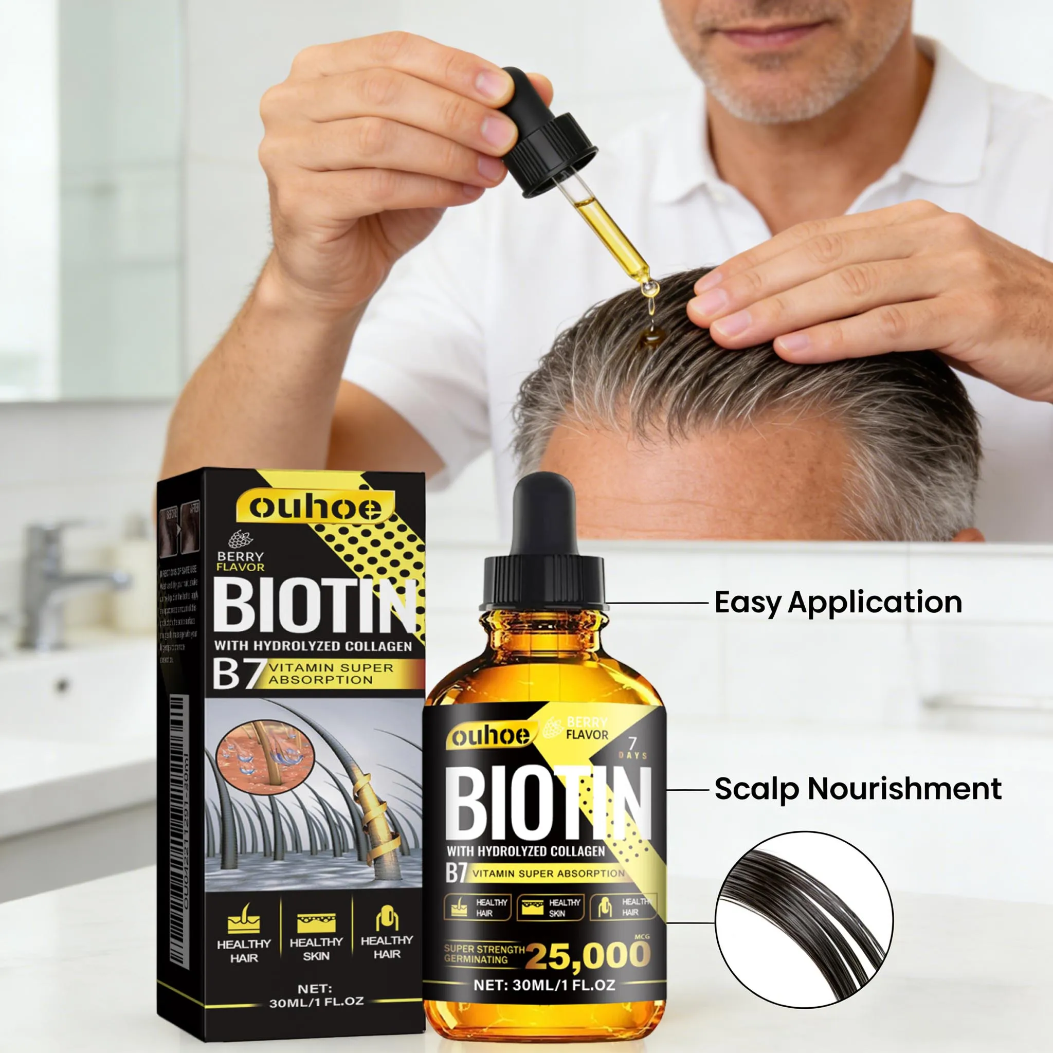 Biotin Hair Oil Collagen Scalp Serum Strengthening Treatment Natural Rosemary Ginseng Extract Thicker Volume Care For All Types
Biotin Hair Oil Collagen Scalp Serum Strengthening Treatment Natural Rosemary Ginseng Extract Thicker Volume Care For All Types