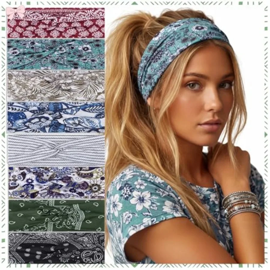 8Pcs Boho Headbands for Women, Non Slip Knotted Hair Bands Fashion Accessories Head Wraps - Soft Wide Stretchy Cloth Headbands
8Pcs Boho Headbands for Women, Non Slip Knotted Hair Bands Fashion Accessories Head Wraps - Soft Wide Stretchy Cloth Headbands