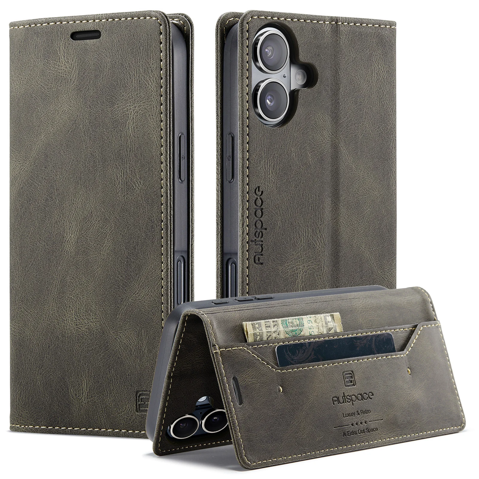 AUTSPACE Luxury Skin Feel Retro Leather Case for iPhone 16/16 Pro/16 Plus/16 Pro Max RFID Blocking Magnetic Closure Flip Cover
AUTSPACE Luxury Skin Feel Retro Leather Case for iPhone 16/16 Pro/16 Plus/16 Pro Max RFID Blocking Magnetic Closure Flip Cover