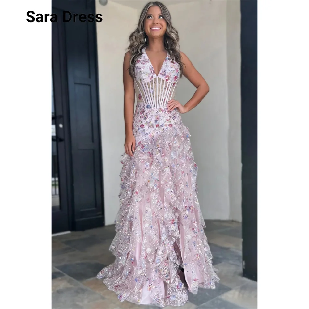 Sara Custom Pink Floral Lace Backless Floor Length Formal Dress 2026 Woman Luxurious Evening Dresses for Events Long Prom Dress
Sara Custom Pink Floral Lace Backless Floor Length Formal Dress 2026 Woman Luxurious Evening Dresses for Events Long Prom Dress