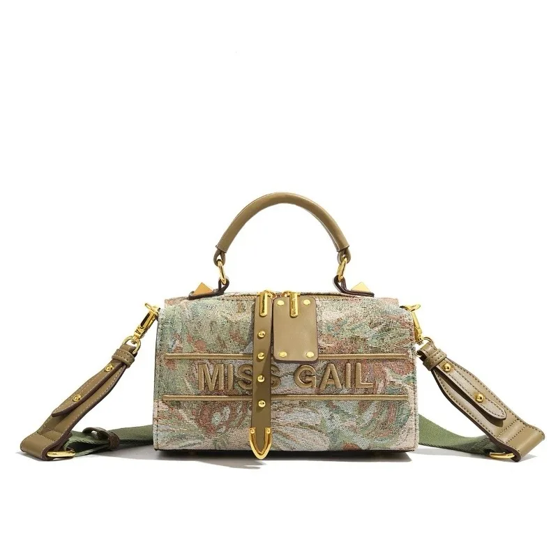Fashion Women Boston Pillow Bag Oil Painting Jacquard Letter Embroidery Shoulder Handbag Elegant Handheld Design Crossbody Bag
Fashion Women Boston Pillow Bag Oil Painting Jacquard Letter Embroidery Shoulder Handbag Elegant Handheld Design Crossbody Bag