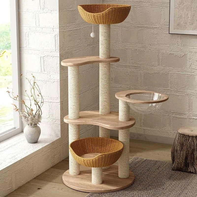 Solid wood cat climbing frame cat nest tree integrated space capsule scratching board small does not occupy a sisal rack
Solid wood cat climbing frame cat nest tree integrated space capsule scratching board small does not occupy a sisal rack