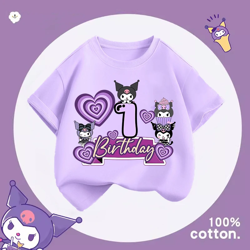 Kuromi Girl Kawaii Birthday T-shirt Sanrio Cartoon Anime Figures Short Sleeve Children Sweet Loose Clothing Tee Home Clothes Top
Kuromi Girl Kawaii Birthday T-shirt Sanrio Cartoon Anime Figures Short Sleeve Children Sweet Loose Clothing Tee Home Clothes Top
