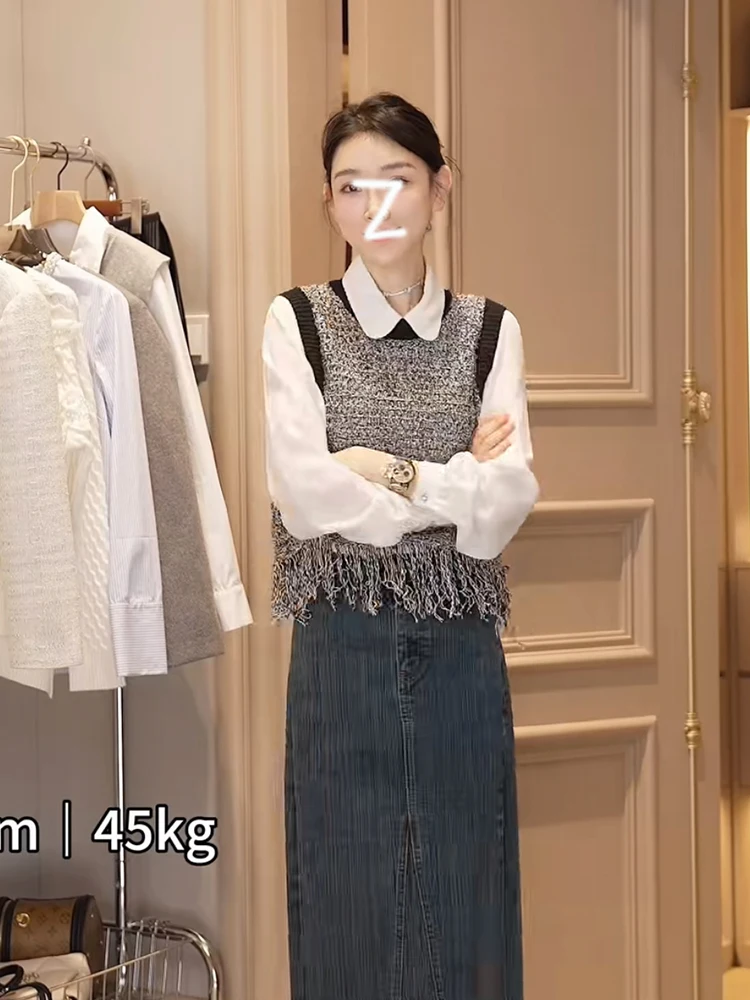 Универсальный простой комплект с бахромой для женщин: топ-жилет из полиэстера в стиле весенней моды, с легким ароматом франции
Универсальный простой комплект с бахромой для женщин: топ-жилет из полиэстера в стиле весенней моды, с легким ароматом франции