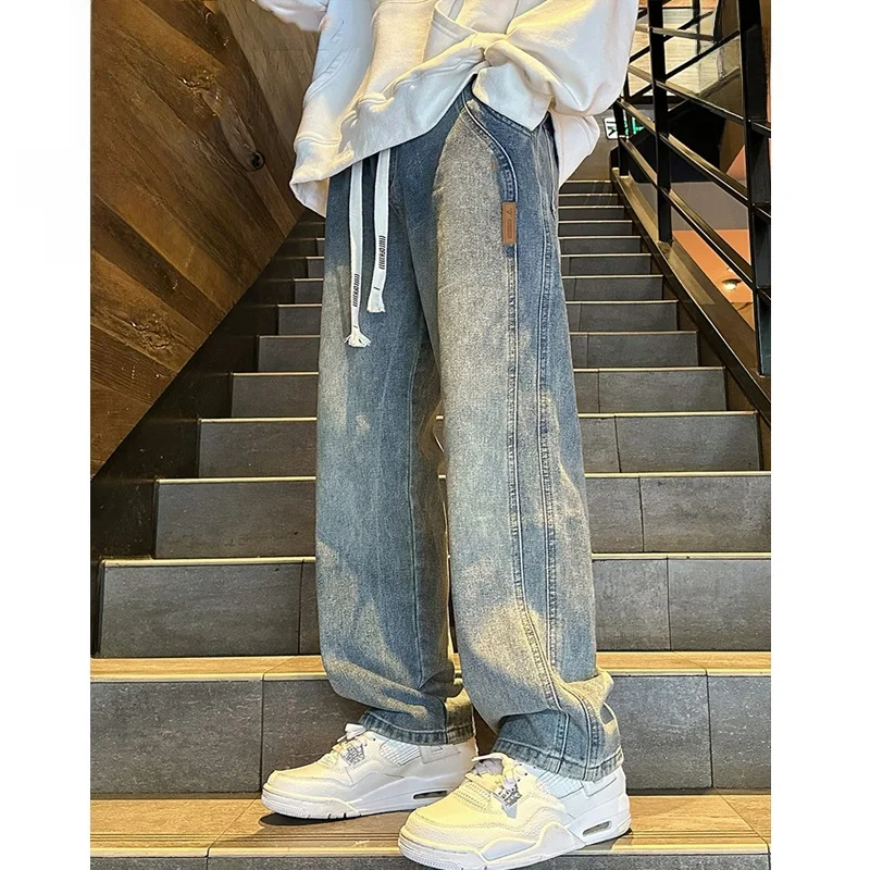 Свободные прямые мужские джинсы, осень-весна, сезонные широкие брюки в стиле ретро, модные американские повседневные длинные брюки
Свободные прямые мужские джинсы, осень-весна, сезонные широкие брюки в стиле ретро, модные американские повседневные длинные брюки