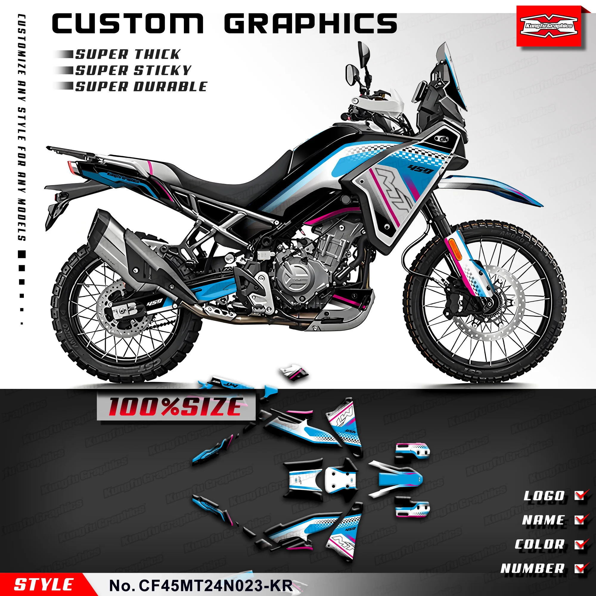 KUNGFU GRAPHICS Motorcycle Stickers Laminated Decals for CFMOTO 450MT 450 MT 450, Accessory, CF45MT24N023-KR
KUNGFU GRAPHICS Motorcycle Stickers Laminated Decals for CFMOTO 450MT 450 MT 450, Accessory, CF45MT24N023-KR
