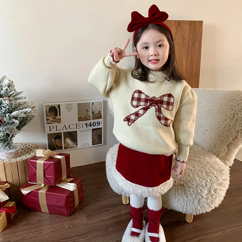 Girls Suit 2024 New Winter Childrens Wear Korean Style Baby Girl Bow Sweater Lamb Wool Skirt Two-piece Set Casual Simple
Girls Suit 2024 New Winter Childrens Wear Korean Style Baby Girl Bow Sweater Lamb Wool Skirt Two-piece Set Casual Simple