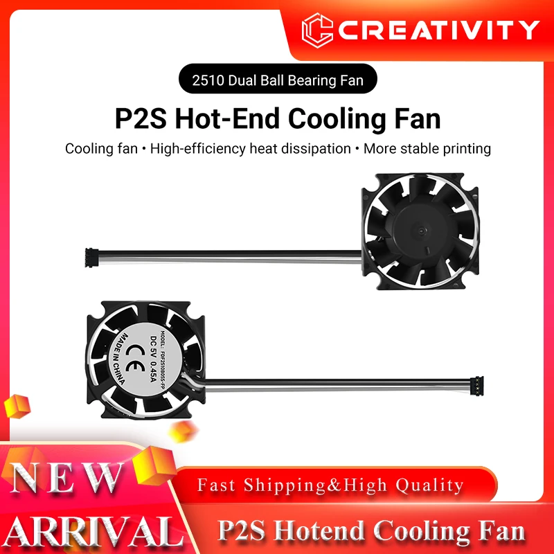 2510 Cooling Fan for P2S P2P Hotend Parts Dual Ball Bearing 5V 0.45A 15000rpm/min High Speed Cooling Fan 3D Printer Accessories
2510 Cooling Fan for P2S P2P Hotend Parts Dual Ball Bearing 5V 0.45A 15000rpm/min High Speed Cooling Fan 3D Printer Accessories