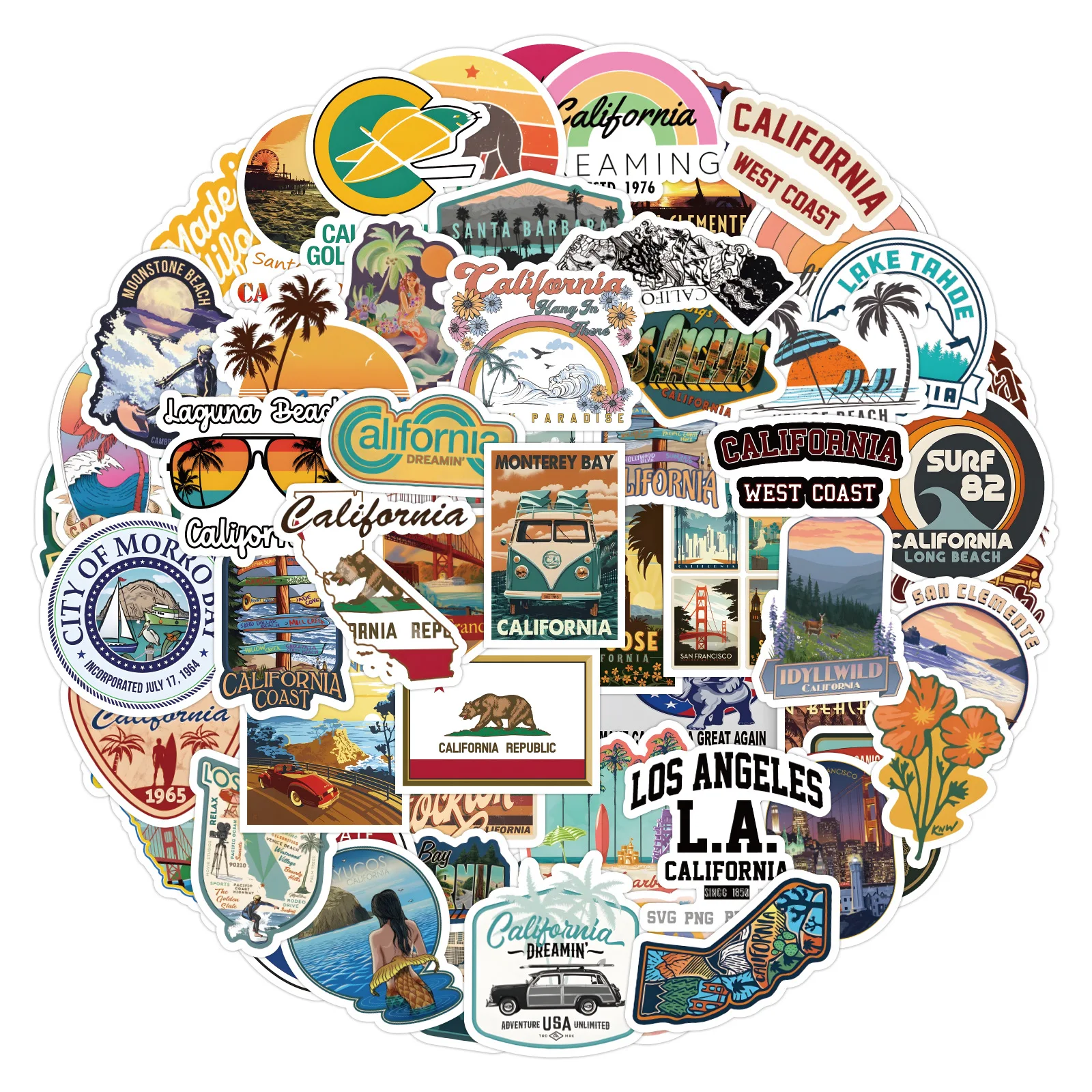 10/60PCS New California Landscape Graffiti Sticker Cartoon Creative DIY Scooter Phone Case Water Cup Laptop Decal Kids Toys
10/60PCS New California Landscape Graffiti Sticker Cartoon Creative DIY Scooter Phone Case Water Cup Laptop Decal Kids Toys