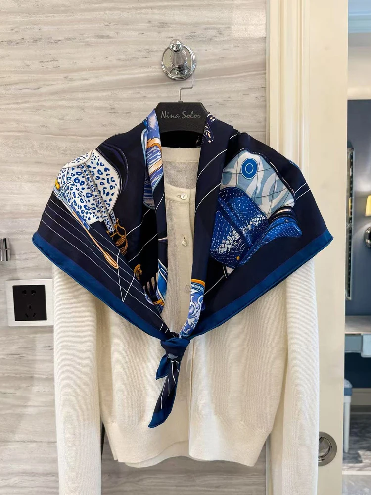 Saddle Print Silk Scarf 90CM Square Bandanas Hand Rolling Edges Shawls Head Bag Accessories Lover Mother Gift
Saddle Print Silk Scarf 90CM Square Bandanas Hand Rolling Edges Shawls Head Bag Accessories Lover Mother Gift