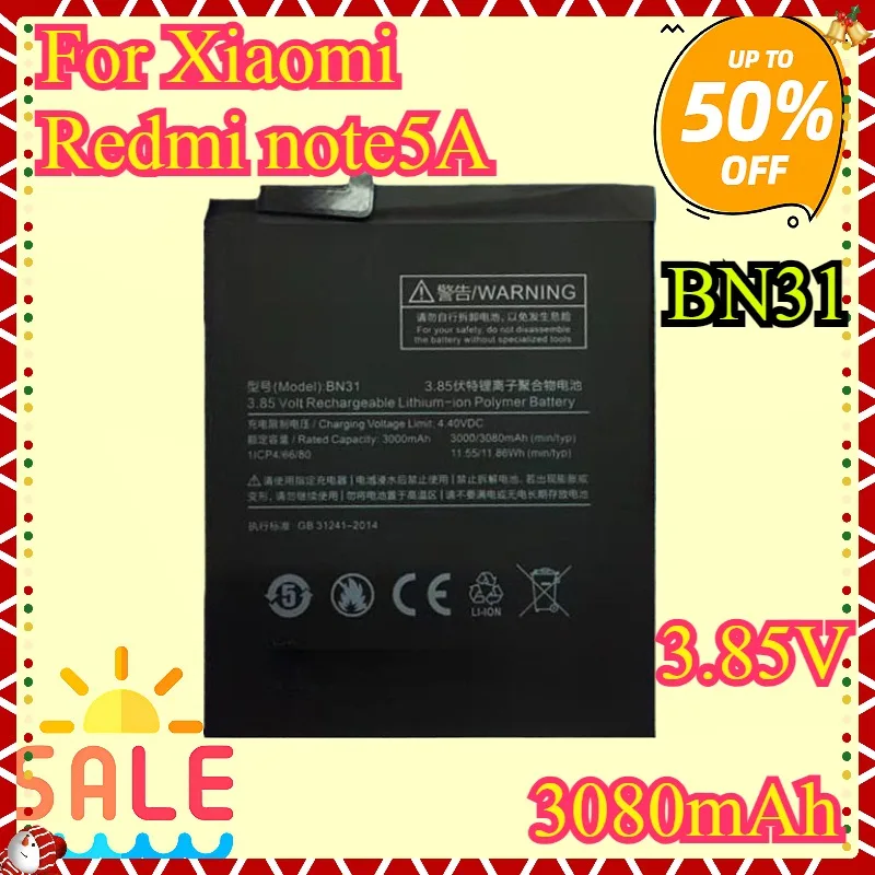 New High quality BN31 Replacement Battery For Xiaomi Mi Redmi Note 5A for Redmi Y1 Lite S2 Y2 Phone Batteries 3080mAh
New High quality BN31 Replacement Battery For Xiaomi Mi Redmi Note 5A for Redmi Y1 Lite S2 Y2 Phone Batteries 3080mAh