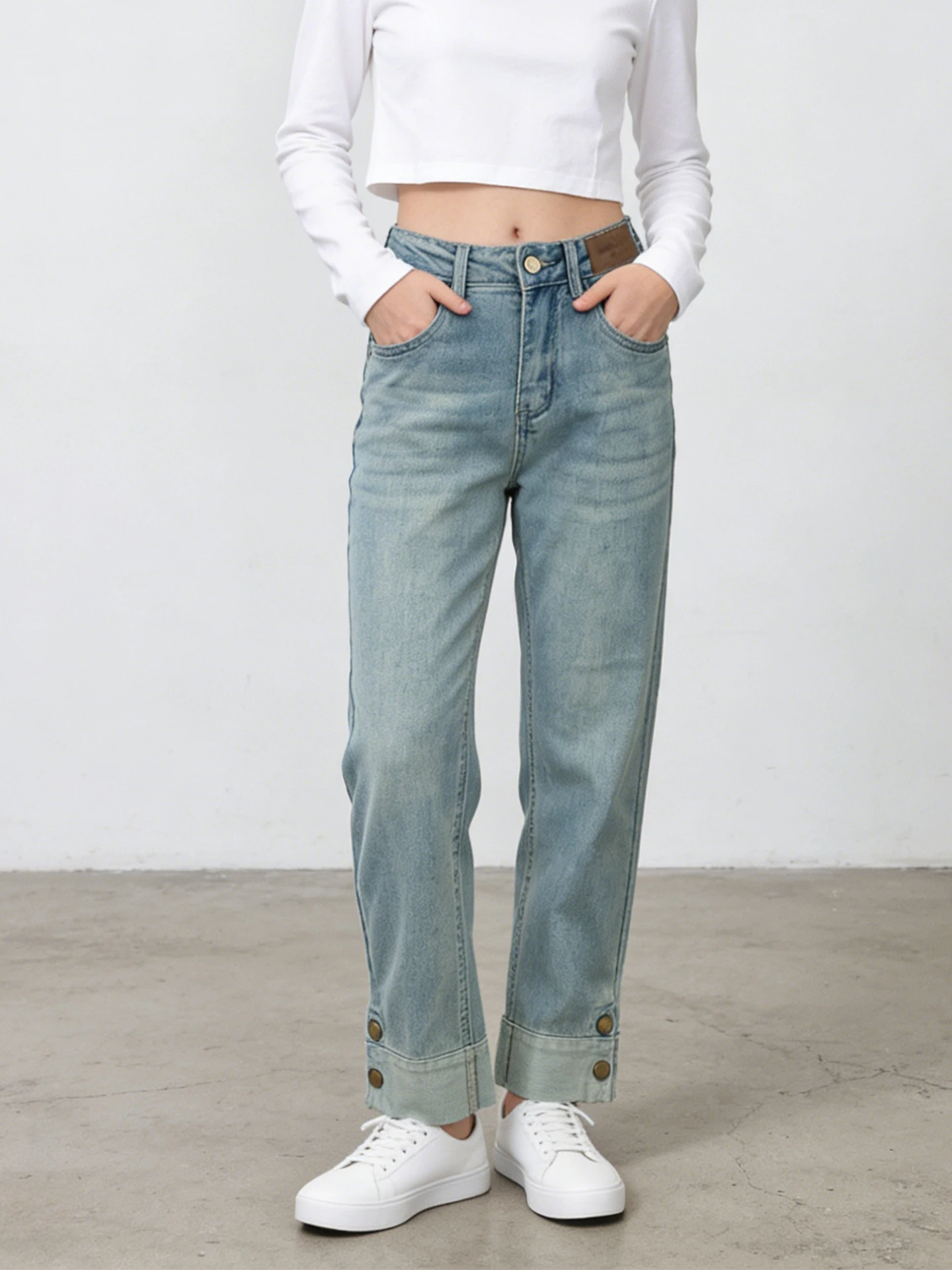 High Waist Straight Leg Stretchy Denim Jeans Women's Nine Points Slimming Small Size Wide Leg Pants Casual Cotton Blend
High Waist Straight Leg Stretchy Denim Jeans Women's Nine Points Slimming Small Size Wide Leg Pants Casual Cotton Blend