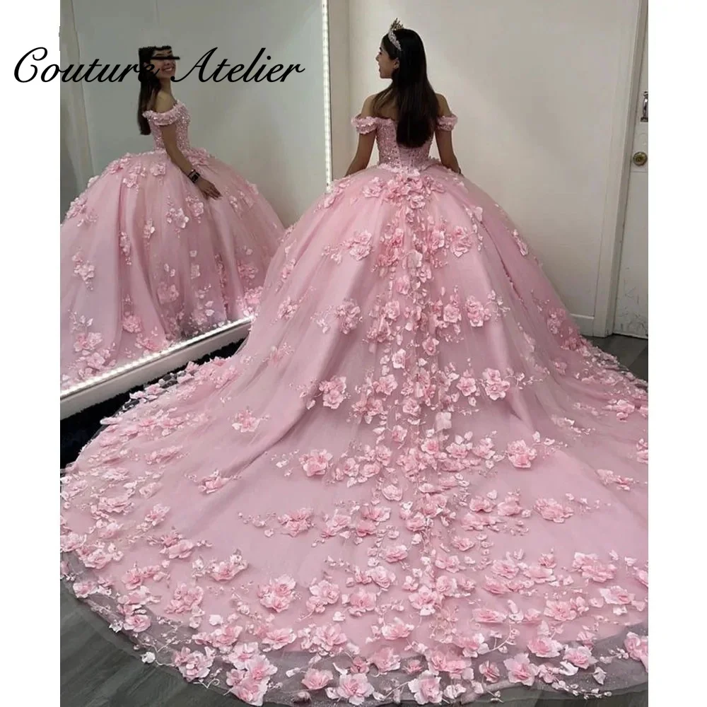2024 Pink Floral Appliques Lace Ball Gown Quinceanera Dresses Off The Shoulder 3D Flowers Beading Corset Sweet 15 Girls Party
2024 Pink Floral Appliques Lace Ball Gown Quinceanera Dresses Off The Shoulder 3D Flowers Beading Corset Sweet 15 Girls Party