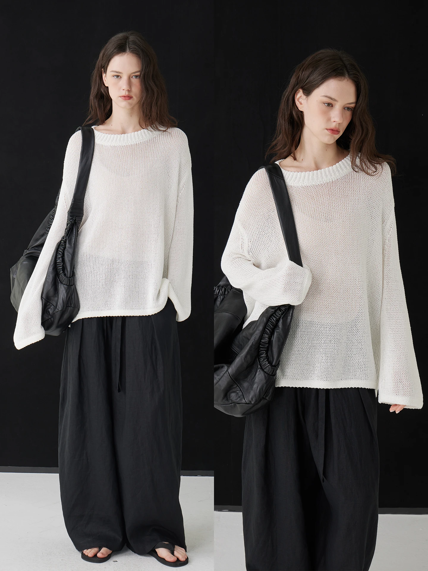 Women's Loose Long Sleeve Knitted Top Breathable Cool Sun Protection Mesh Paper Mixed Knitwear Spring Summer Minimalist Style
Women's Loose Long Sleeve Knitted Top Breathable Cool Sun Protection Mesh Paper Mixed Knitwear Spring Summer Minimalist Style