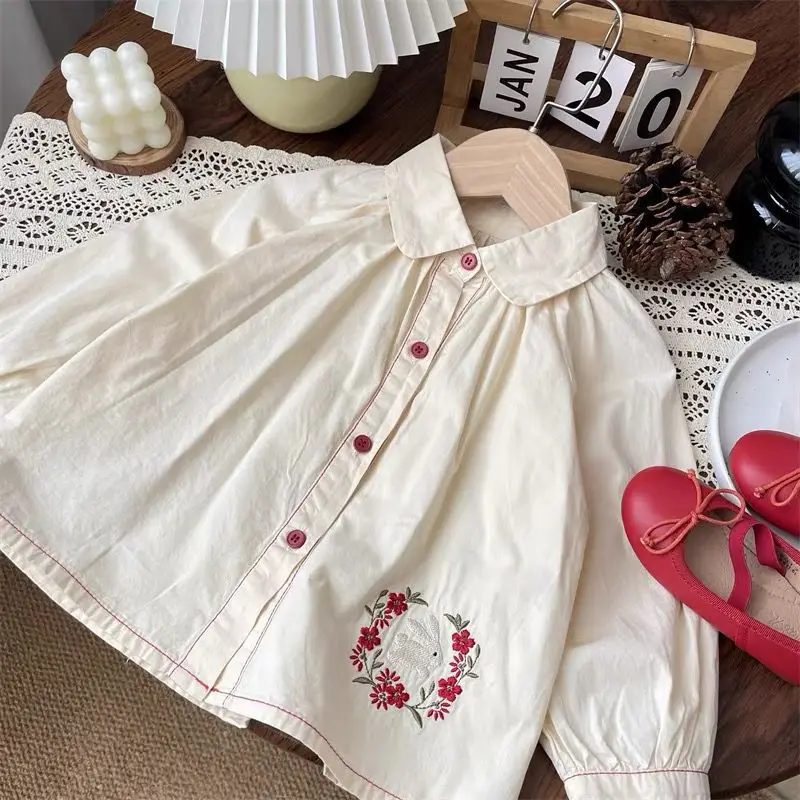 Forest Style Girls' Shirts for Spring 2025, New Embroidered Pure Cotton Base Shirts, Children's Outerwear Tops
Forest Style Girls' Shirts for Spring 2025, New Embroidered Pure Cotton Base Shirts, Children's Outerwear Tops