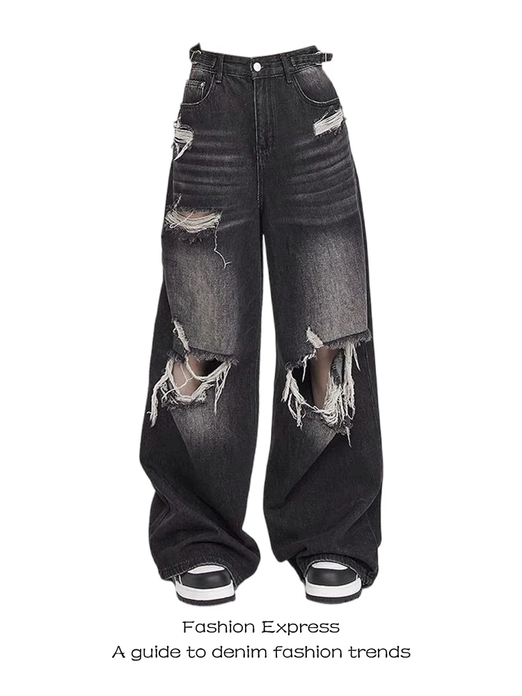 High Waist Bla Hole Ripped Straight Leg Jeans Women's Autumn Winter Faion plus Size Pants High Street Sle Denim Trousers
High Waist Bla Hole Ripped Straight Leg Jeans Women's Autumn Winter Faion plus Size Pants High Street Sle Denim Trousers