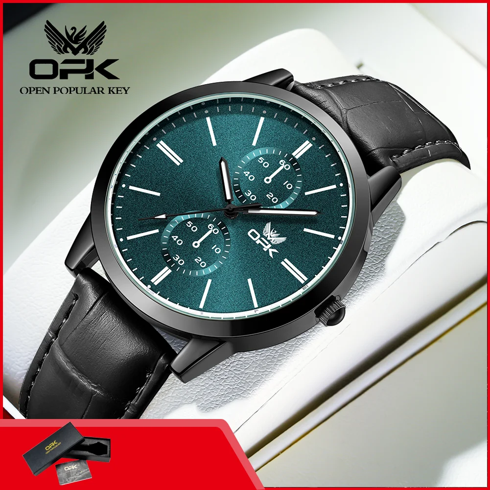 OPK 9001 Casual Sport Man Watches Luminous Leather Strap Chronograph Fashion Original Quartz Wristwatch for Man
OPK 9001 Casual Sport Man Watches Luminous Leather Strap Chronograph Fashion Original Quartz Wristwatch for Man