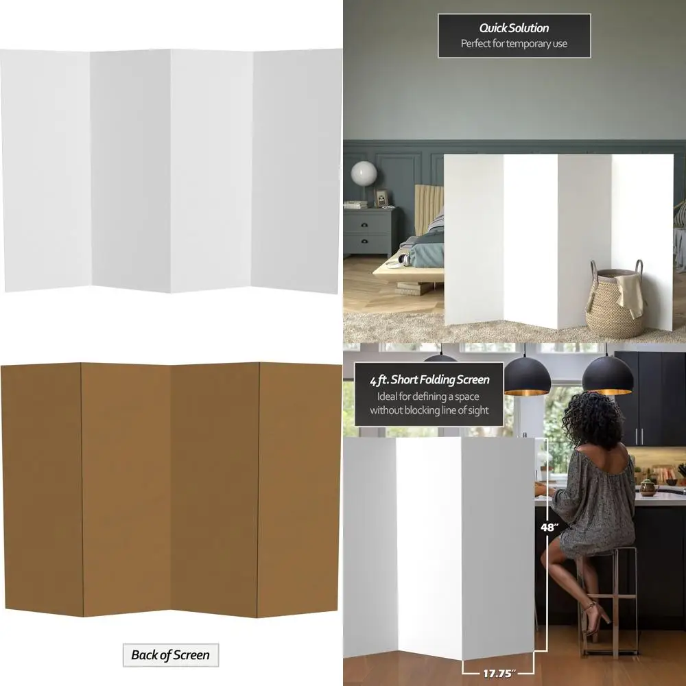 4-панельный белый портативный картонный складной экран — высота 4 фута
4-панельный белый портативный картонный складной экран — высота 4 фута