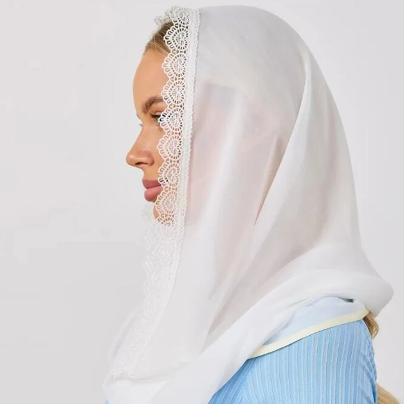 652F Elegant Church Scarf with Delicate Lace Edging for Catholic Christian Women Girls Baptism Communion Vatican Visits
652F Elegant Church Scarf with Delicate Lace Edging for Catholic Christian Women Girls Baptism Communion Vatican Visits