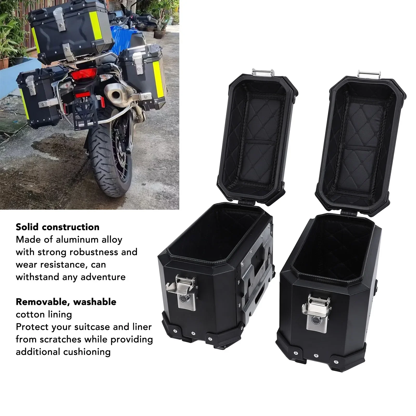 18L Motorcycle Side Case Aluminium Alloy Motorbike Hard Side Saddlebag Box with Safety Lock and Handle for Helmet Luggage
18L Motorcycle Side Case Aluminium Alloy Motorbike Hard Side Saddlebag Box with Safety Lock and Handle for Helmet Luggage
