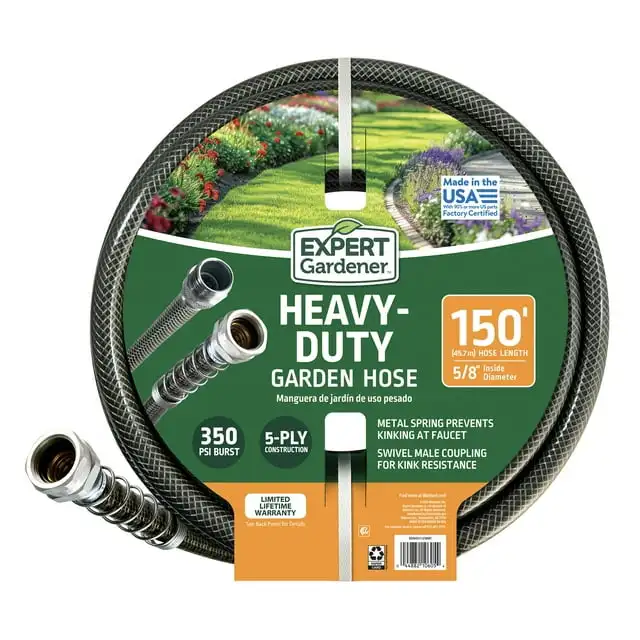 Expert Gardener, сверхпрочный черный водяной шланг из ПВХ размером 5/8 x 150 футов
Expert Gardener, сверхпрочный черный водяной шланг из ПВХ размером 5/8 x 150 футов
