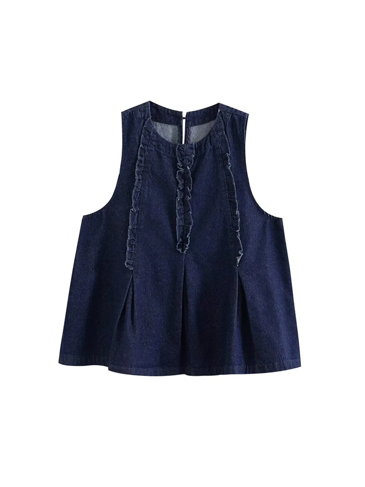 Willshela Women Fashion Denim Navy Blue Pullover Vest Vintage O-Neck Sleeveless Female Chic Lady Tank Tops
Willshela Women Fashion Denim Navy Blue Pullover Vest Vintage O-Neck Sleeveless Female Chic Lady Tank Tops