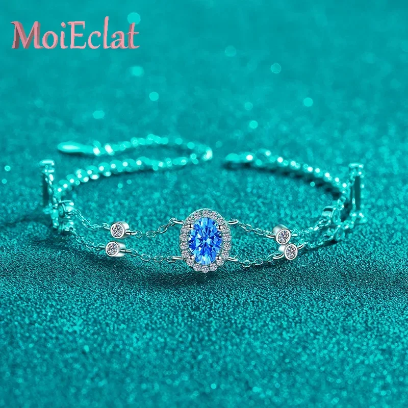 Luxury 1ct Blue Oval Moissanite Bracelet, Platinum PT950 Shimmering Stylish Women's Wedding Fine Jewelry Sparkling Gift
Luxury 1ct Blue Oval Moissanite Bracelet, Platinum PT950 Shimmering Stylish Women's Wedding Fine Jewelry Sparkling Gift