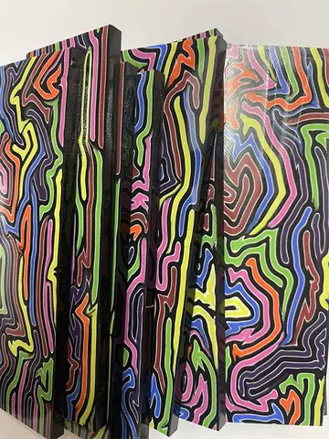 Mango de cuchillo con patrón geométrico de Damasco colorido, 4 tamaños, fabricación de bricolaje, herramientas de tablero de Material G10, básculas, materiales de placa