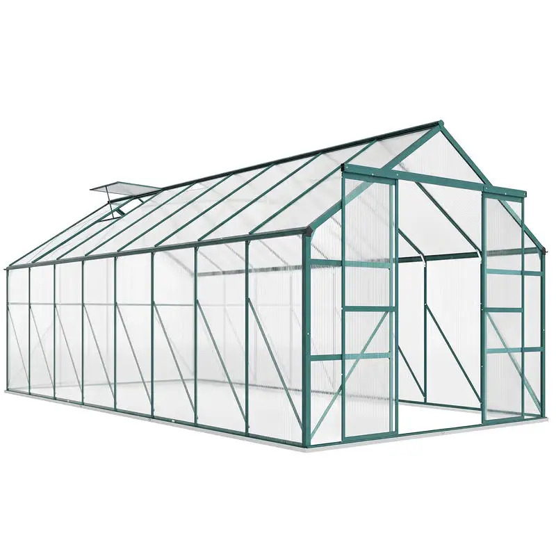 Outsunny 16' x 8' Aluminum Greenhouse Polycarbonate Walk-in Garden Greenhouse Kit with Adjustable Roof Vent, Rain Gutter and Sliding Door for Winter, Clear
Outsunny 16' x 8' Aluminum Greenhouse Polycarbonate Walk-in Garden Greenhouse Kit with Adjustable Roof Vent, Rain Gutter and Sliding Door for Winter, Clear