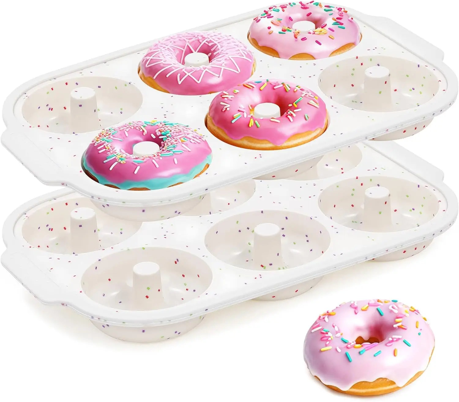 2 Pack Silicone Donut Pan, Nonstick 6 Cavity Doughnut Mold, Metal Reinforced Frame, BPA Free, Oven Safe, Large 3.25 Inch, Easy Release, Dishwasher Safe
2 Pack Silicone Donut Pan, Nonstick 6 Cavity Doughnut Mold, Metal Reinforced Frame, BPA Free, Oven Safe, Large 3.25 Inch, Easy Release, Dishwasher Safe