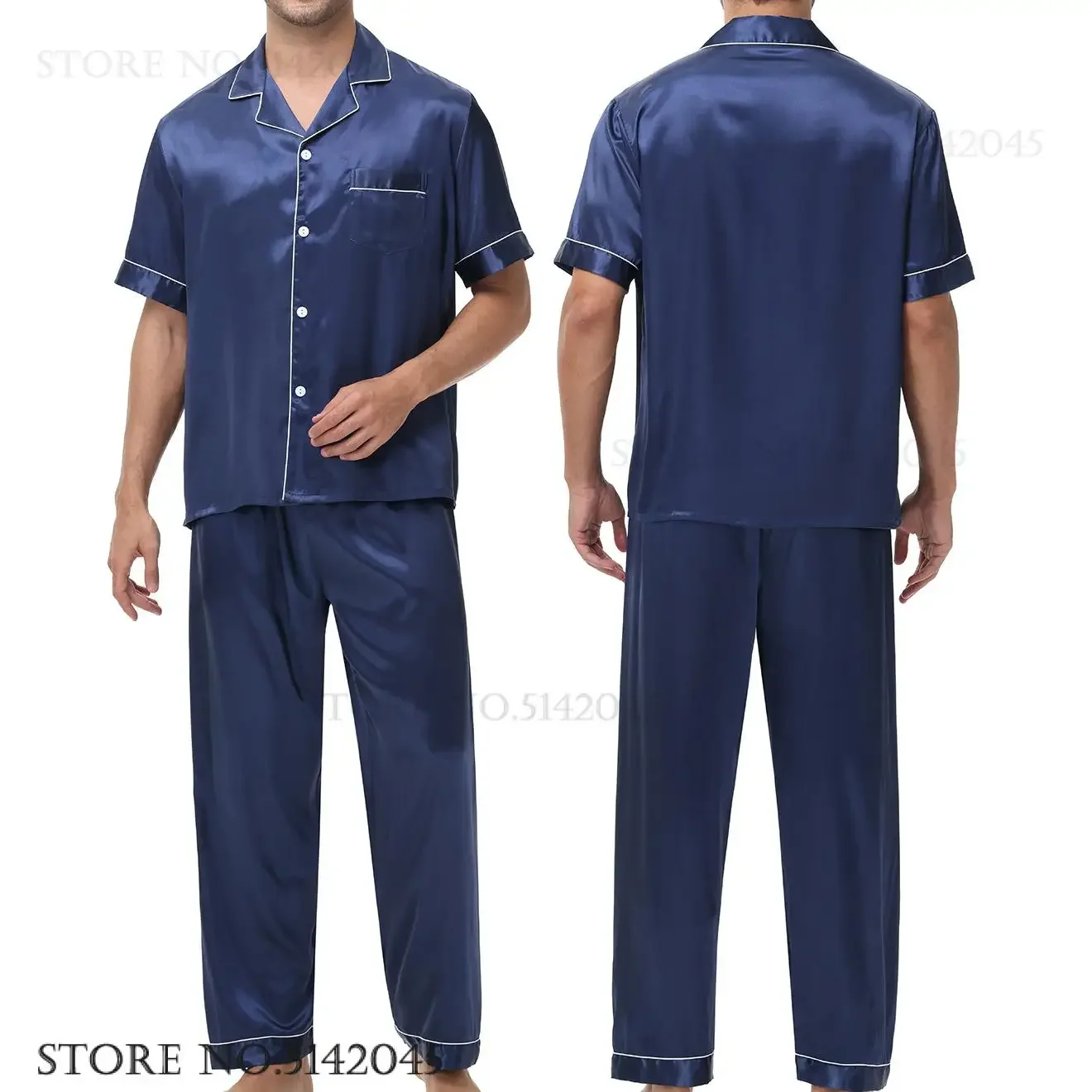 Spring Summer Male Sleepwear 2PCS Pajamas Set Silky Satin Short Sleeve Trouser Suits Home Clothes Loose Casual Loungwear Pyjama
Spring Summer Male Sleepwear 2PCS Pajamas Set Silky Satin Short Sleeve Trouser Suits Home Clothes Loose Casual Loungwear Pyjama