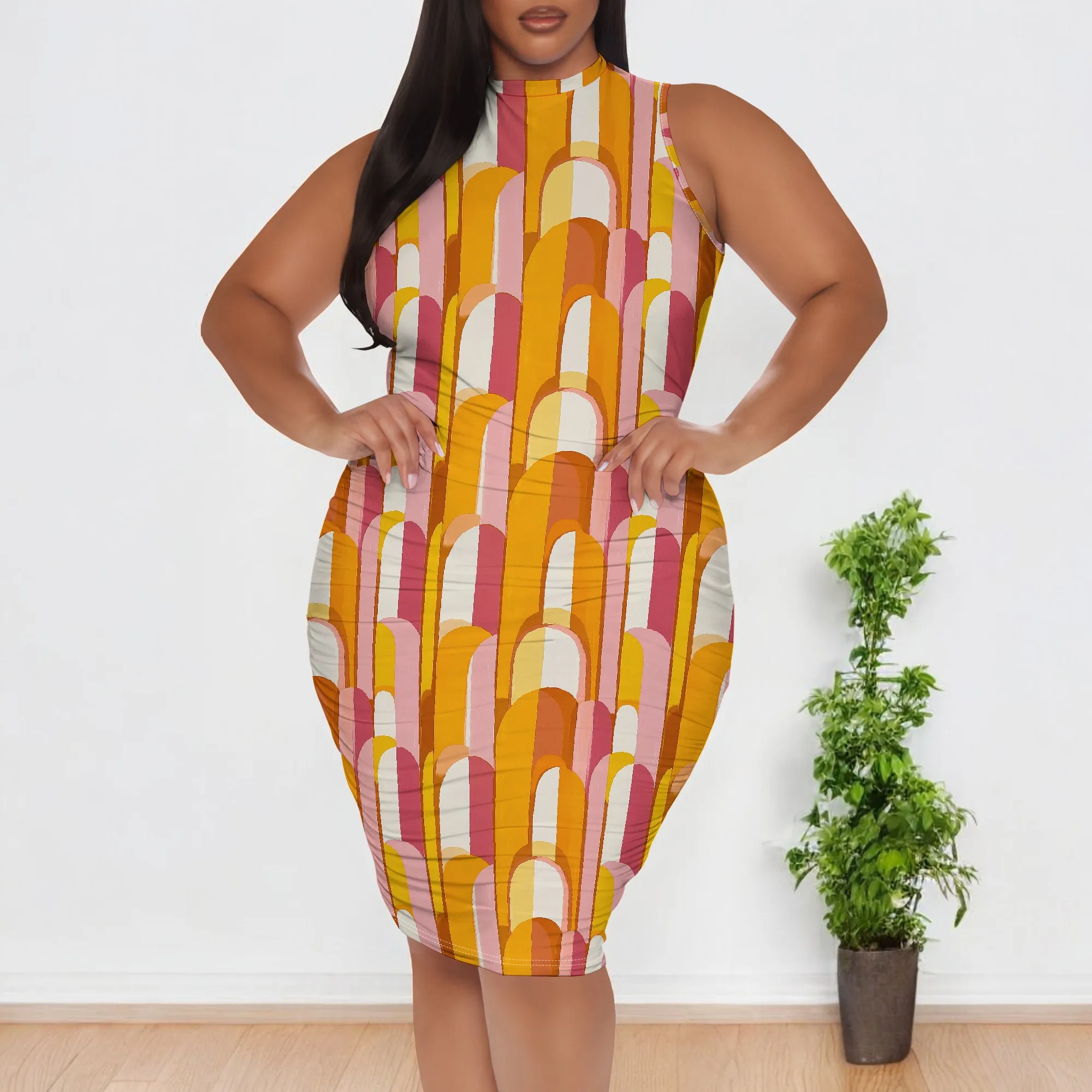 Colorblock Seventies Curve Print Dress for Women XL-6XL Sleeveless Chic Summer Party Look
Colorblock Seventies Curve Print Dress for Women XL-6XL Sleeveless Chic Summer Party Look