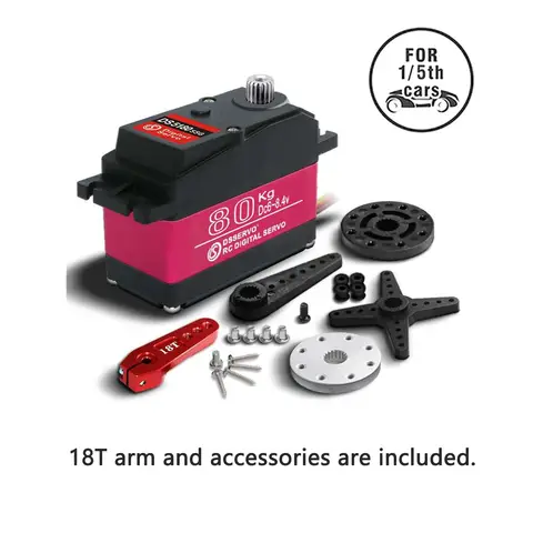 Servo Digital de Metal para vehículos de control remoto, Servo Robot de alta torsión, escala 1/5, DS5180, 80KG, 1/2/4/6/10 piezas, 180/270/360 grados
