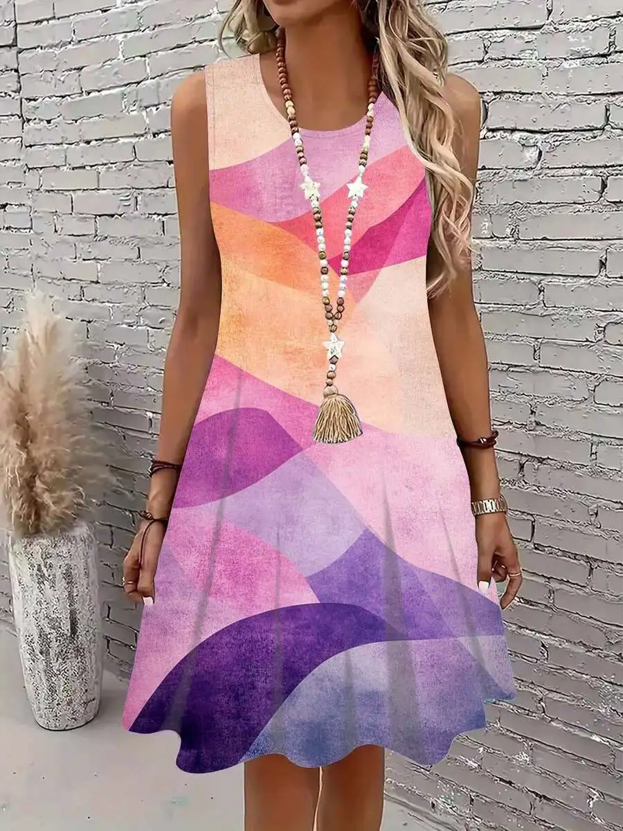 Colorful Abstract Print Sleeveless Round Neck Loose Fit Dress For Women Casual Wear
Colorful Abstract Print Sleeveless Round Neck Loose Fit Dress For Women Casual Wear