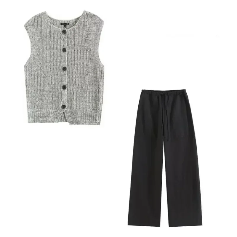 Pant Sets for Women 2 Pieces Basics Vest Wide Pants Set Vacation Outfits Woman 2024 Elegant Casual Women's Set
Pant Sets for Women 2 Pieces Basics Vest Wide Pants Set Vacation Outfits Woman 2024 Elegant Casual Women's Set