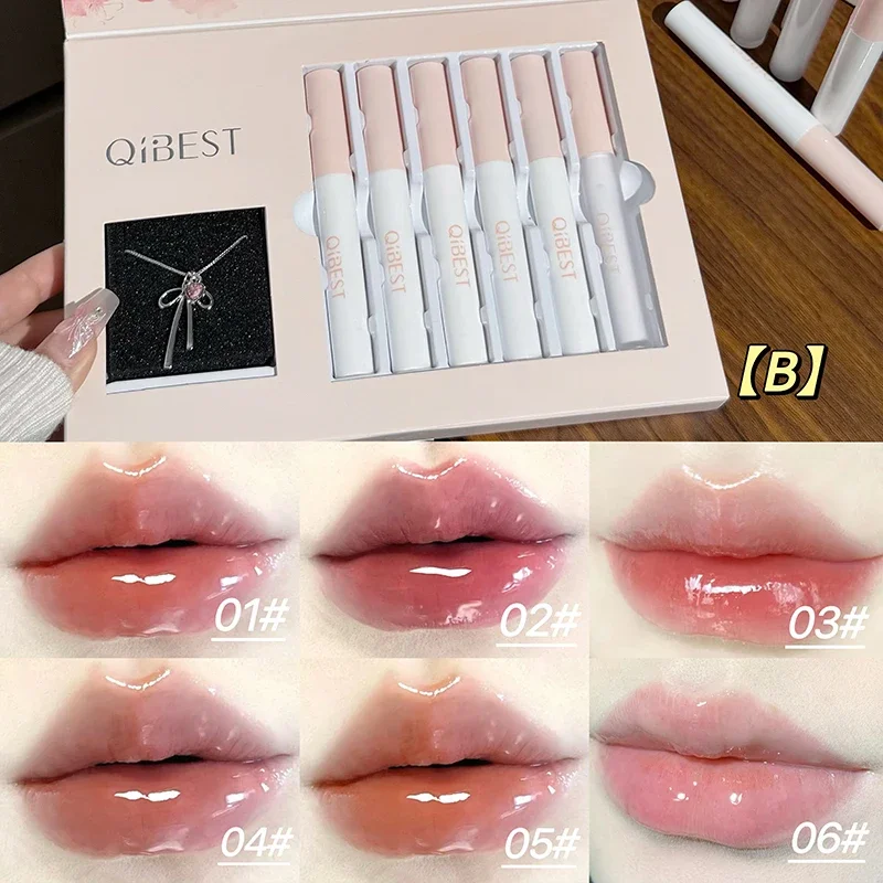 QIBEST 6Pcs/Box Matte Lipstick Sets And Mirror Watery Lip Glaze Lasting Lip Makeup Sets Moisturizing Lipgloss Tint Necklace Gift
QIBEST 6Pcs/Box Matte Lipstick Sets And Mirror Watery Lip Glaze Lasting Lip Makeup Sets Moisturizing Lipgloss Tint Necklace Gift