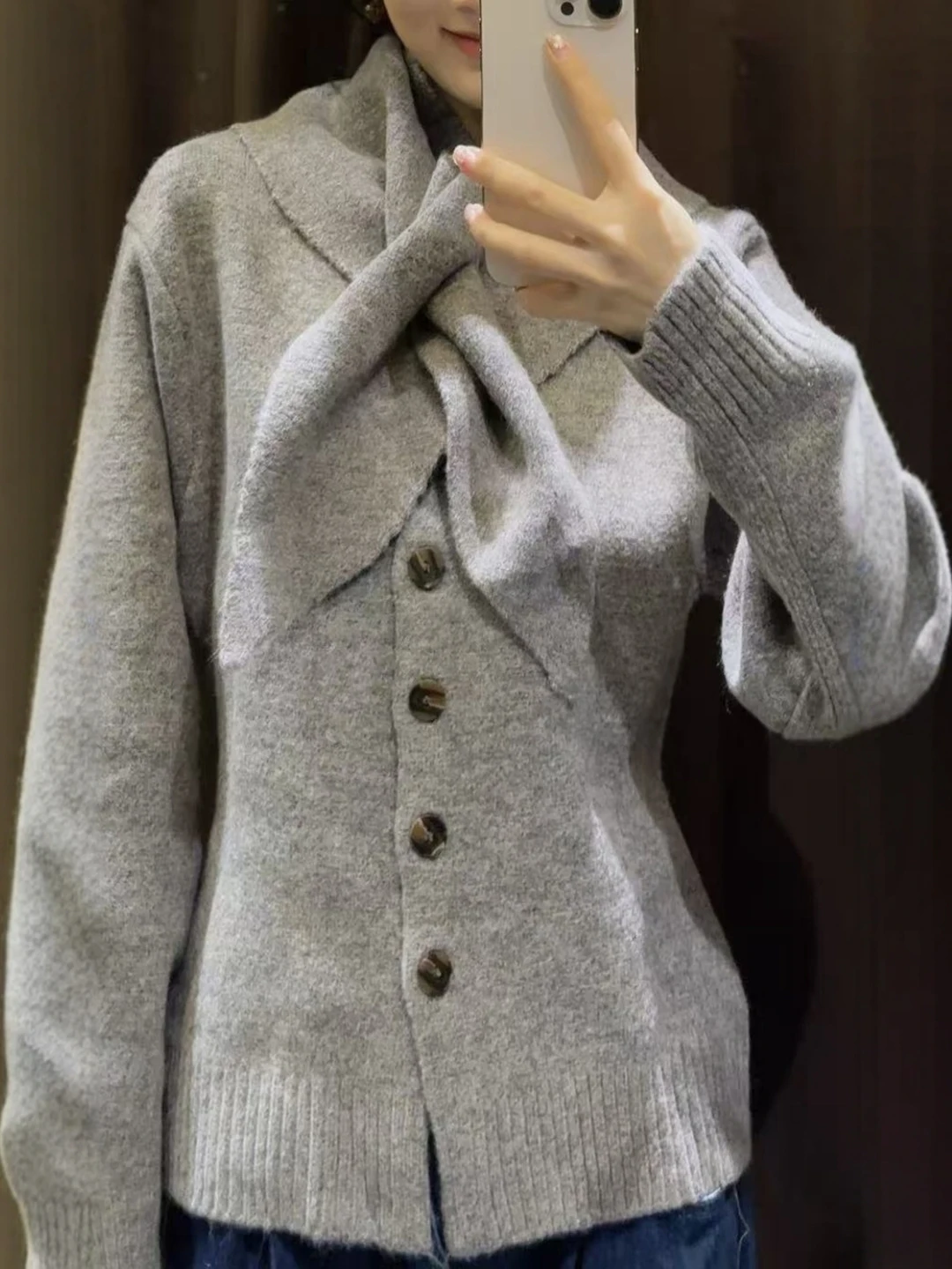 Women's Knitted Jacket Large Scarf Decorated Chestnut Pinecone Color Long Sleeve Open Cardigan Style Autumn Fashion Outerwear
Women's Knitted Jacket Large Scarf Decorated Chestnut Pinecone Color Long Sleeve Open Cardigan Style Autumn Fashion Outerwear