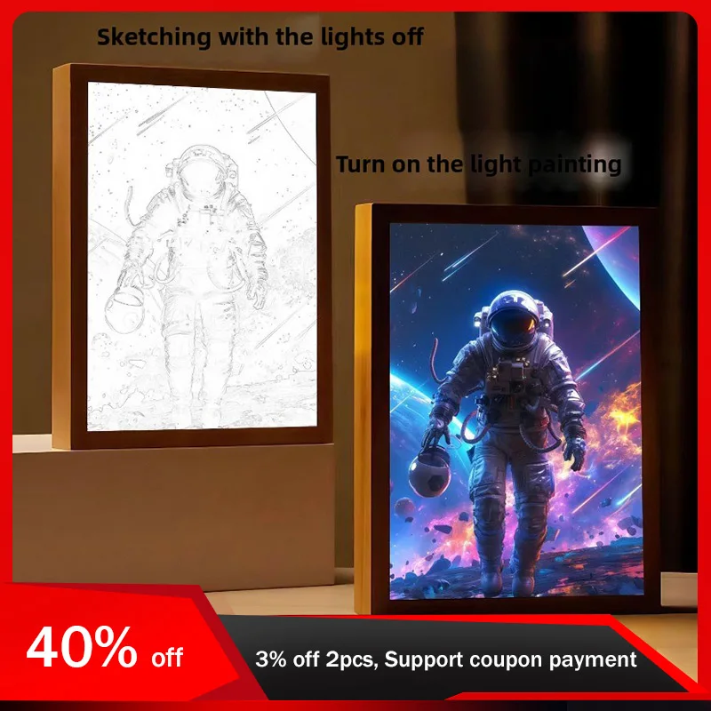 22cm/8.66in 3D Light Painting Cartoon Game Peripherals Astronaut LED Lamp Creativity Desktop Display Valentines Gift Collectible
22cm/8.66in 3D Light Painting Cartoon Game Peripherals Astronaut LED Lamp Creativity Desktop Display Valentines Gift Collectible