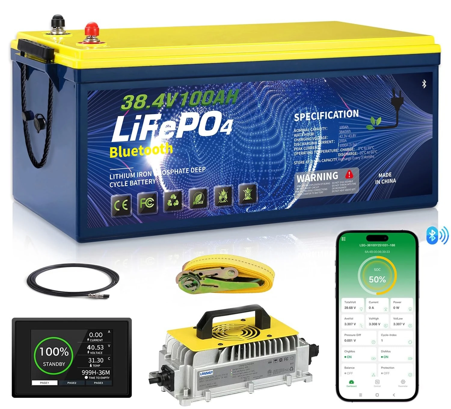 36V Lithium Golf Cart Battery, 36 Volt 100Ah LiFePO4 Battery with 25A Lithium Charger, Perfect for Golf Carts,Trolling, Custom
36V Lithium Golf Cart Battery, 36 Volt 100Ah LiFePO4 Battery with 25A Lithium Charger, Perfect for Golf Carts,Trolling, Custom