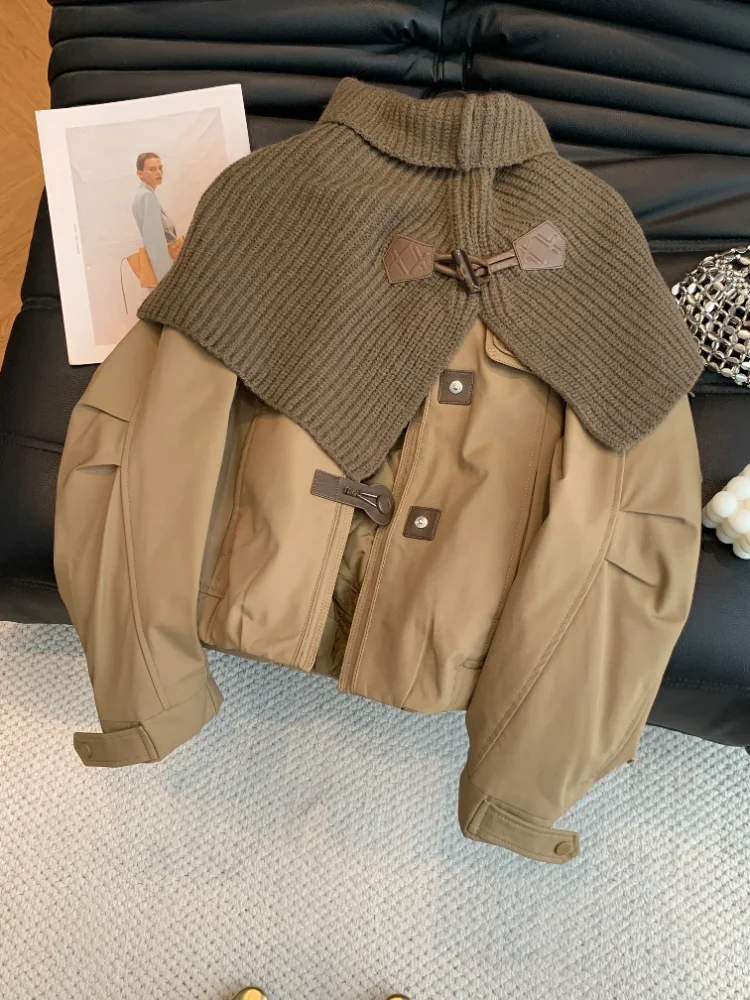 Fashionable Knitted Shoulder Wrap Women's Short Cotton Jacket Loose Fit Stylish Commute Autumn Winter New Arrival Street Style
Fashionable Knitted Shoulder Wrap Women's Short Cotton Jacket Loose Fit Stylish Commute Autumn Winter New Arrival Street Style